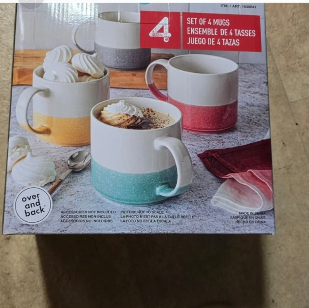 Over & Back: 16 oz Porcelain Coffee Mugs Set, Stoneware Coffee & Tea Cups - Picture 2 of 2